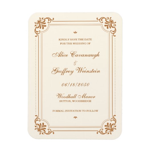 Vintag Geblüht Hochzeit Datum speichern Magnet (Vertikal)