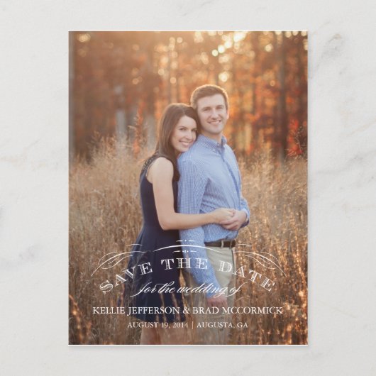 Vintag Geblüht Save the Date Postkarte (Vorderseite)