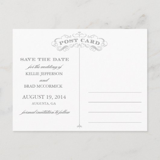 Vintag Geblüht Save the Date Postkarte (Rückseite)