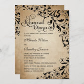 Vintag Geblüht Wirbel Probe Dinner Einladung (Vorne/Hinten)