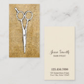 Vintag gebrannte Papierschere aus der Haarstühle Visitenkarte (Vorne/Hinten)