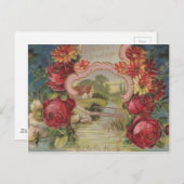 Vintag Geburtstagsgruß Hübsche Blume Postkarte (Vorne/Hinten)