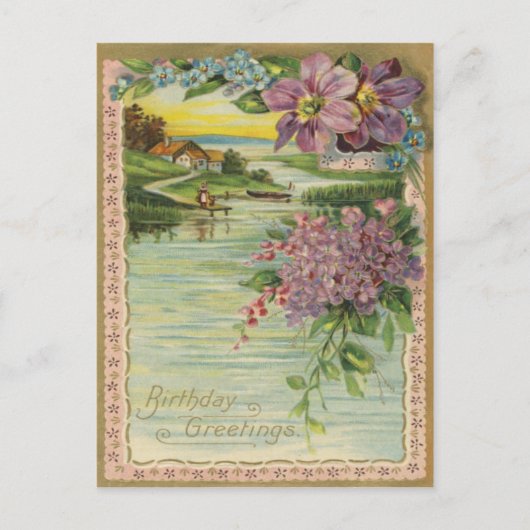 Vintag Geburtstagsgruß Postkarte (Vorderseite)