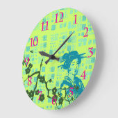 Vintag Geisha Collage Große Wanduhr (Winkel)