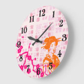 Vintag Geisha Collage Große Wanduhr (Winkel)