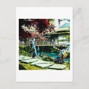 Vintag Geisha im Kusatsu Tea House Maple Tree Postkarte