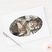 Vintag Geisha Ovaler Aufkleber (Umschlag)