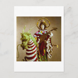 Vintag Geisha verkleidet als Göttin Benzaiten Japa Postkarte