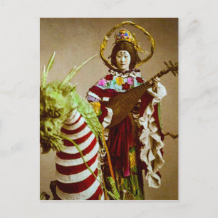 Vintag Geisha verkleidet als Göttin Benzaiten Japa Postkarte