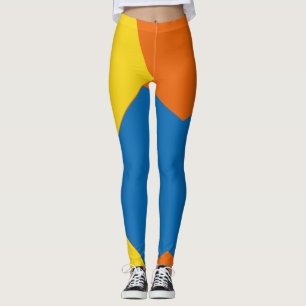 Vintag-gelb-blau-Abstrakt-Farbblock orange Leggings