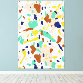 Vintag Gelb Blau Moderne Abstrakte Geometrie Leinwanddruck (Insitu (Holzboden))