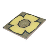 Vintag-Gelb-Geometrie-Symmetrische Blume Fliese (Seite)