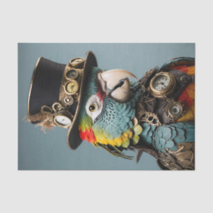 Vintag-Gelb- und Blauer-Steampenpapagei Seidenpapier