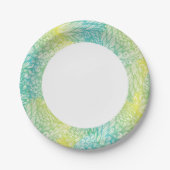 Vintag Gelb- und Blautöne Pappteller (Vorderseite)