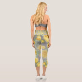 Vintag Gelb und Graufarben Capri Leggings (Rückseite)
