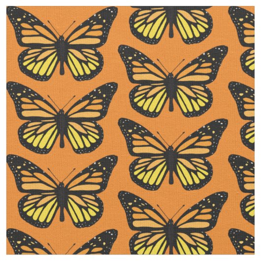 Vintag-Gelb- und Orangenschmetterling Gemustert Stoff (Nahaufnahme)