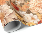 Vintag gelb verbrannte orange-beige Blume Geschenkpapier (Rolleneckpunkt)