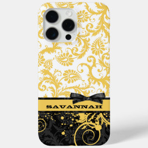 Vintag Gelb-Weiß-SchwarzDamast Case-Mate iPhone Hülle