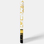 Vintag Gelb-Weiß-SchwarzDamast Case-Mate iPhone Hülle (Rückseite / Rechts)