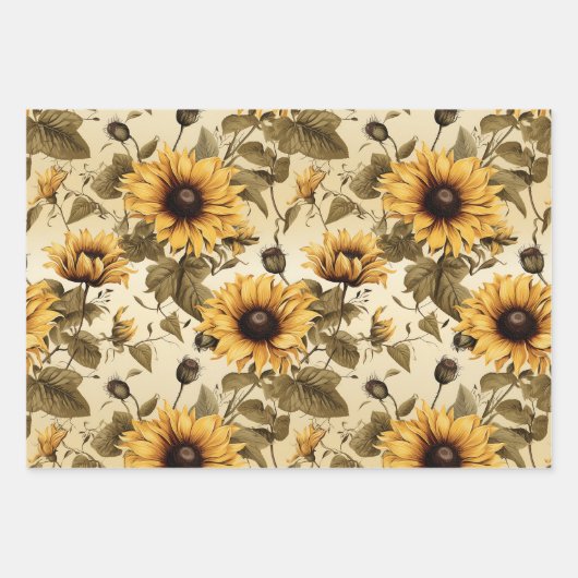 Vintag Gelbblüte Geschenkpapier Set (Vorderseite 2)