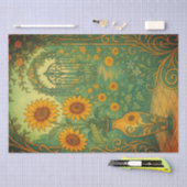 Vintag-Gelbblütengarten Dekoupage Seidenpapier (Handwerk)