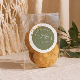 Vintag Gelbblütengrün rustikal Runder Aufkleber