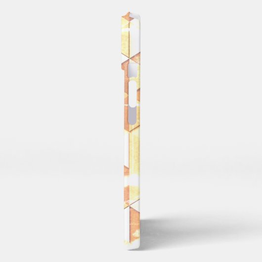 Vintag-gelbbraunes geometrisches Monogramm iPhone Hülle (Linke Seite)