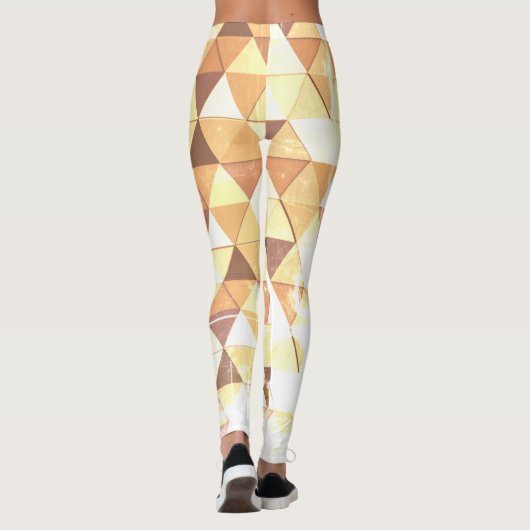 Vintag-gelbbraunes geometrisches Monogramm Leggings (Rückseite)