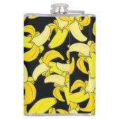 Vintag Gelbe Bananen: Schwarzer Hintergrund Flachmann (Rückseite)