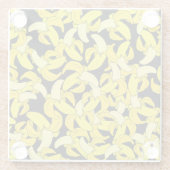 Vintag Gelbe Bananen: Schwarzer Hintergrund Glasuntersetzer (Rückseite)