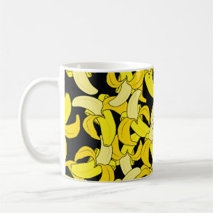 Vintag Gelbe Bananen: Schwarzer Hintergrund Kaffeetasse