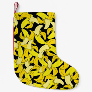 Vintag Gelbe Bananen: Schwarzer Hintergrund Kleiner Weihnachtsstrumpf