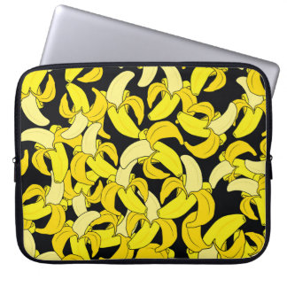 Vintag Gelbe Bananen: Schwarzer Hintergrund Laptopschutzhülle
