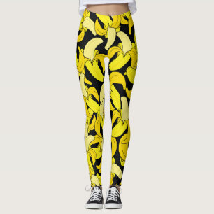 Vintag Gelbe Bananen: Schwarzer Hintergrund Leggings