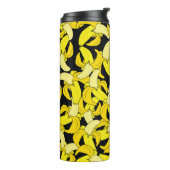 Vintag Gelbe Bananen: Schwarzer Hintergrund Thermosbecher (Nach links gedreht)