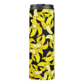 Vintag Gelbe Bananen: Schwarzer Hintergrund Thermosbecher (Rückseite)