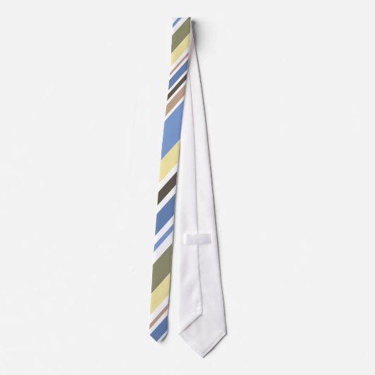 Vintag-gelbe, blaue Diagonalstreifen Krawatte (Rückseite)