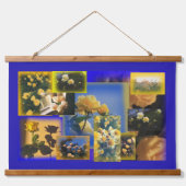 Vintag-Gelbe Blume Wandteppich Mit Holzrahmen (Vorne)