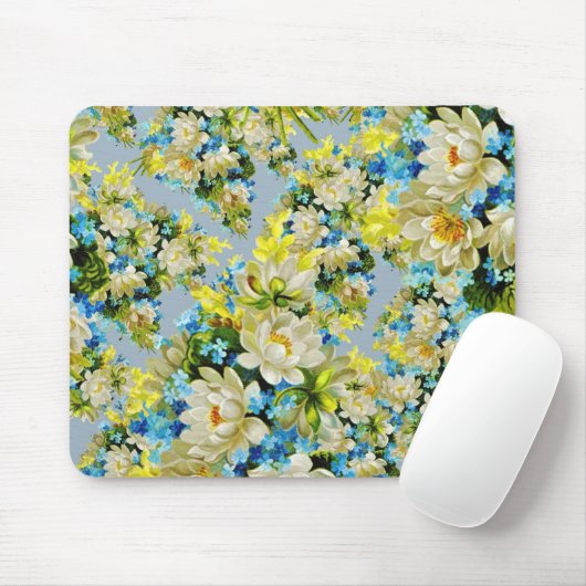 Vintag Gelbe Blumen Blumenmuster Mousepad (Mit Mouse)
