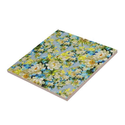 Vintag-gelbe Blumenmuster Fliese (Seite)