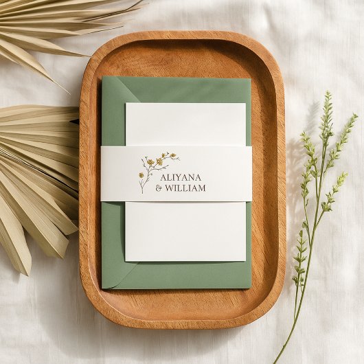 Vintag-Gelbe Blütenblüte Rustikale Hochzeit Einladungsbanderole