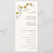 Vintag-Gelbe Blütenblüte Rustikale Hochzeit Programm (Vorderseite)