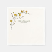 Vintag-Gelbe Blütenblüte Rustikale Hochzeit Serviette (Vorderseite)