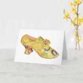 Vintag-Gelbe Brokade-Schuhkarte Karte (Gelbe Blume)
