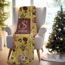 Vintag gelbe florale Monogramm Fleecedecke