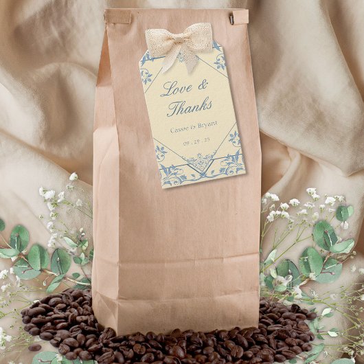 Vintag Gelbe Liebe und Dank Gastgeschenk Hochzeit  Geschenkanhänger