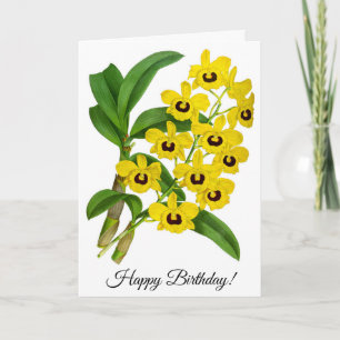 Vintag Gelbe Orchidee Blume Personalisiert Karte