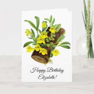 Vintag Gelbe Orchidee Blume Personalisiert Karte