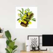 Vintag-Gelbe Orchideen-Blume Poster (Heimbüro)