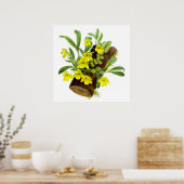 Vintag-Gelbe Orchideen-Blume Poster (Küche)